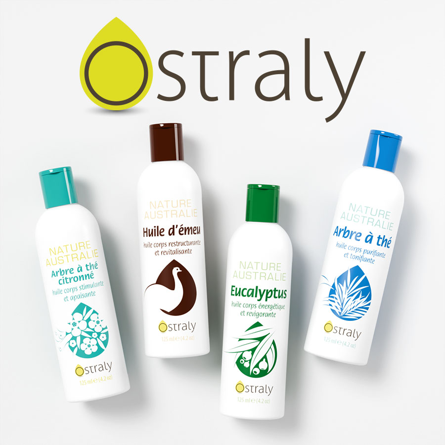 Logo et packaging de flacons d'huiles pour le corps